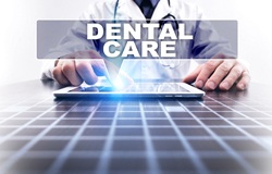 Dental care on computer screen. 